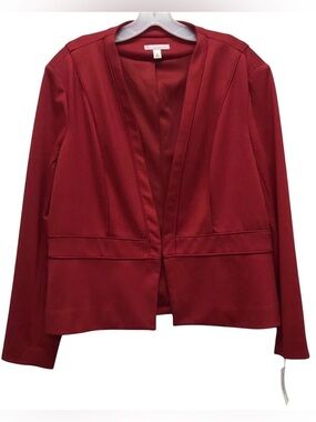 Dress Barn Jacket Coat Blazer Workwear Office Holiday Red Long Sleeve Women XL
